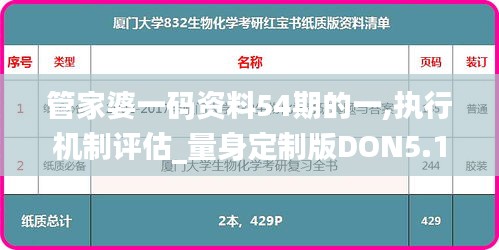 管家婆一碼資料54期的一,執行機制評估_量身定制版DON5.15