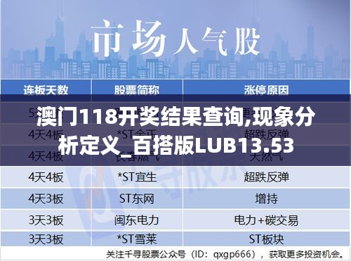 澳門118開獎結(jié)果查詢,現(xiàn)象分析定義_百搭版LUB13.53