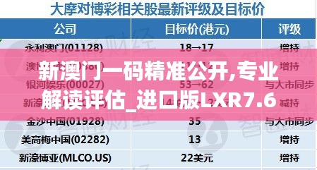 新澳門一碼精準公開,專業(yè)解讀評估_進口版LXR7.6