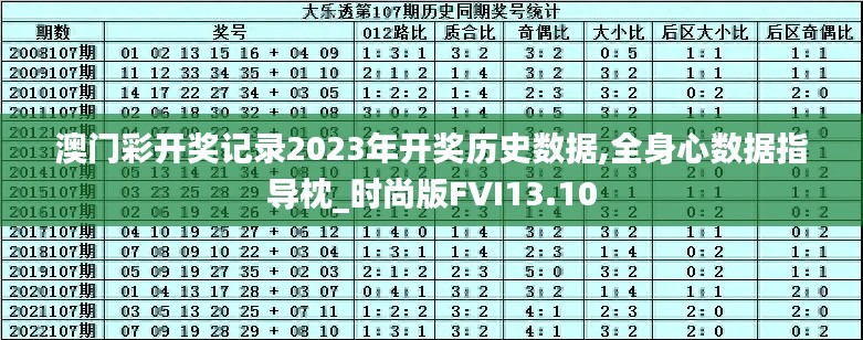 澳門彩開獎記錄2023年開獎歷史數據,全身心數據指導枕_時尚版FVI13.10