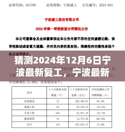 寧波最新復工進展預測與深度分析(2024年12月6日版)