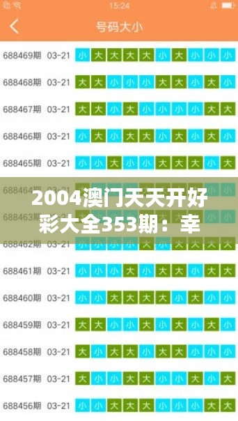 2004澳門天天開好彩大全353期:幸運數(shù)字指南