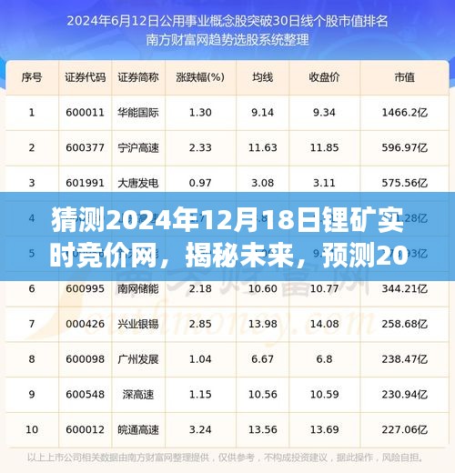 揭秘未來鋰礦市場,實時競價網展望至2024年12月18日