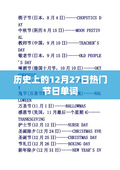 歷史上的節日單詞,探尋12月27日的節日單詞之旅