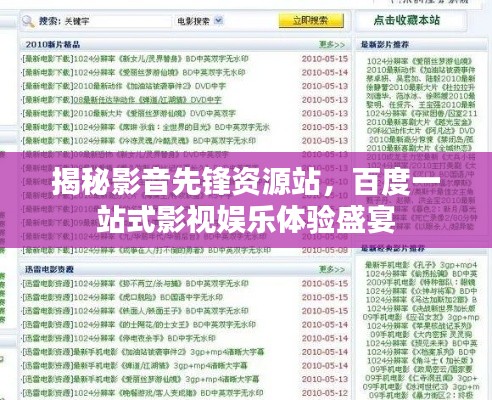 揭秘影音先鋒資源站，百度一站式影視娛樂體驗盛宴