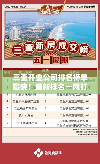 三亞開業公司排名榜單揭曉！最新排名一網打盡