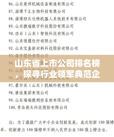 山東省上市公司排名榜，探尋行業領軍典范企業！
