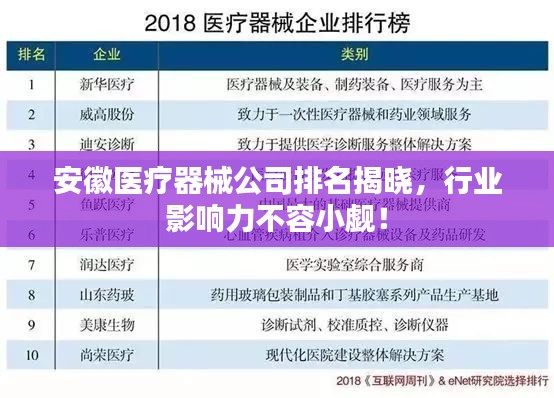 安徽醫療器械公司排名揭曉,行業影響力不容小覷!