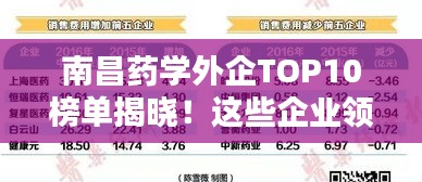 南昌藥學(xué)外企TOP10榜單揭曉！這些企業(yè)領(lǐng)跑行業(yè)前列