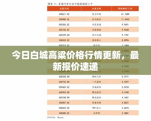今日白城高粱價格行情更新,最新報價速遞