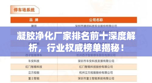 凝膠凈化廠家排名前十深度解析,行業權威榜單揭秘!