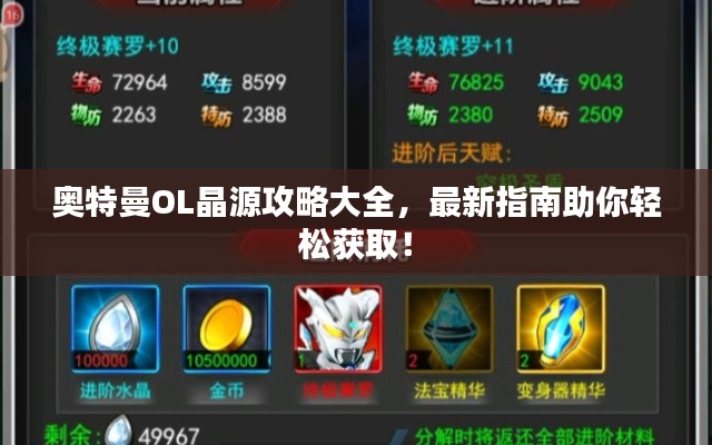 奧特曼OL晶源攻略大全，最新指南助你輕松獲??！
