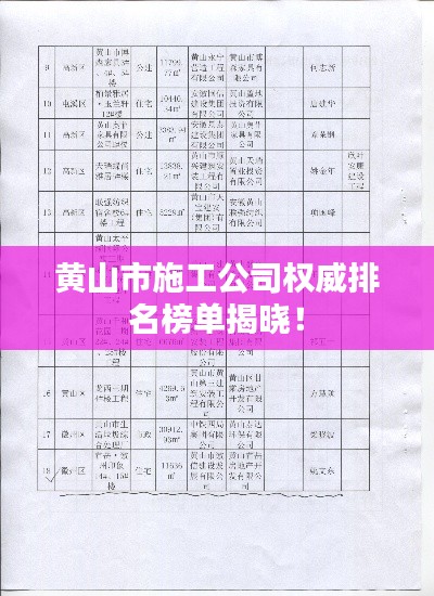 黃山市施工公司權威排名榜單揭曉!