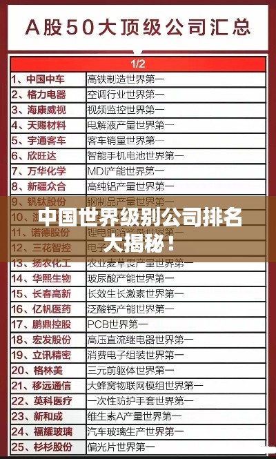 中國世界級別公司排名大揭秘!