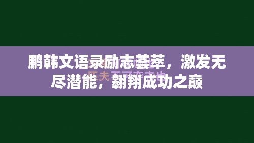 鵬韓文語錄勵志薈萃，激發無盡潛能，翱翔成功之巔