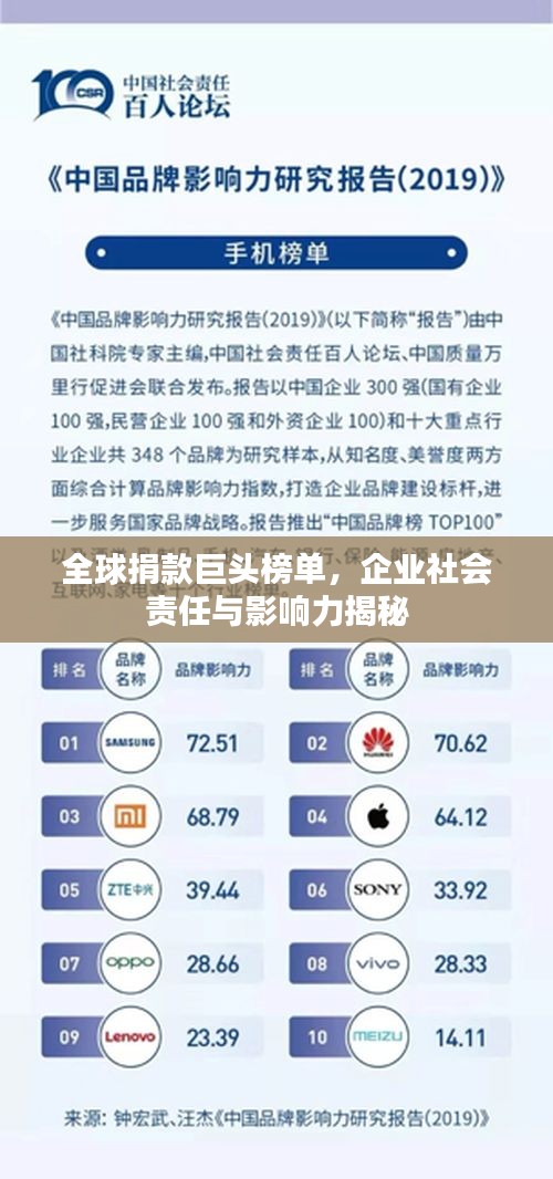 全球捐款巨頭榜單,企業(yè)社會責任與影響力揭秘
