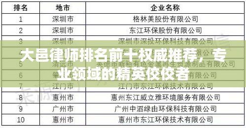 大邑律師排名前十權威推薦,專業(yè)領域的精英佼佼者
