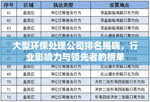 大型環保處理公司排名揭曉,行業影響力與領先者的榜單