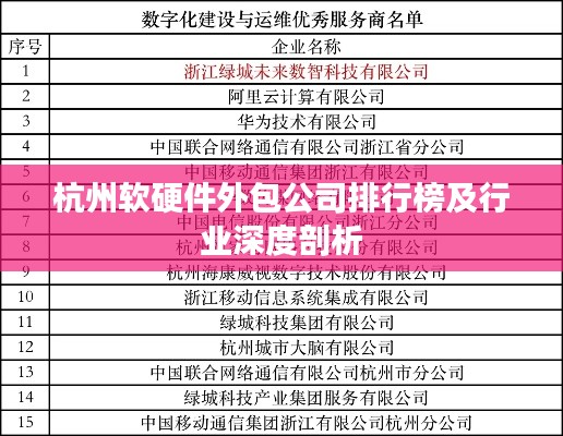 杭州軟硬件外包公司排行榜及行業深度剖析