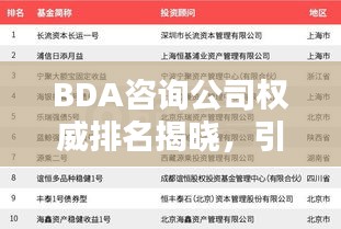BDA咨詢公司權(quán)威排名揭曉,引領(lǐng)行業(yè)的秘密武器全揭秘