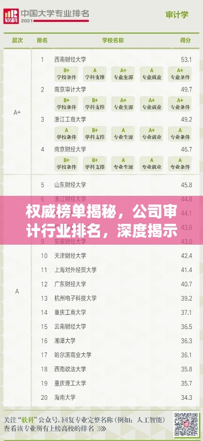 權威榜單揭秘，公司審計行業排名，深度揭示行業格局