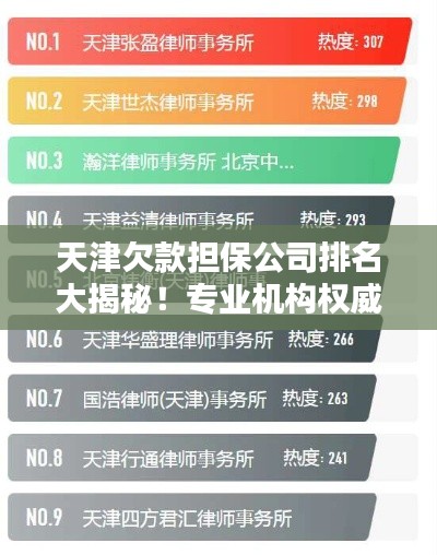天津欠款擔保公司排名大揭秘!專業機構權威榜單出爐!